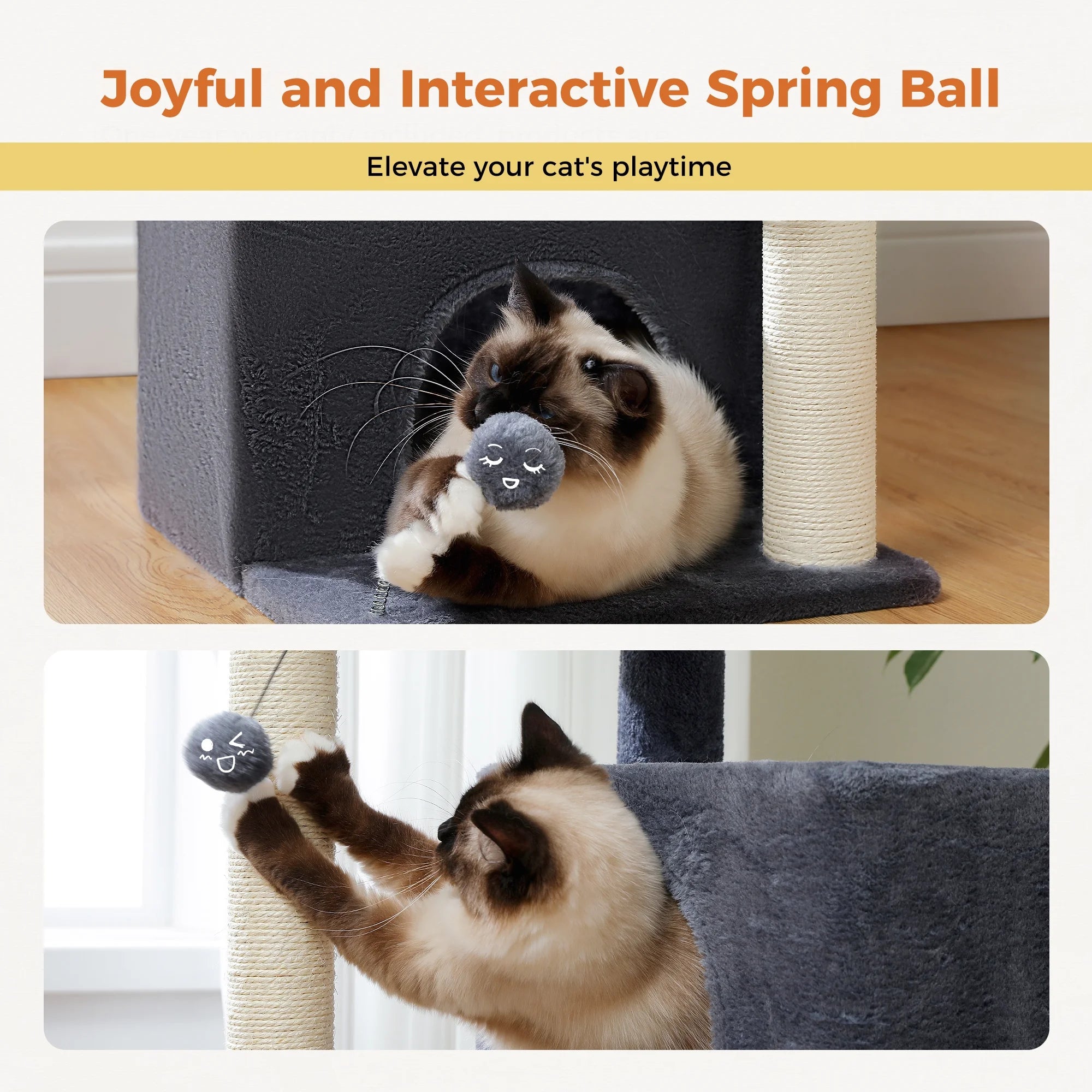 31.5" Modern Cat Tree Tower with Dual Large Condos for Kitten ＆ Medium Size Cat Dark Gray