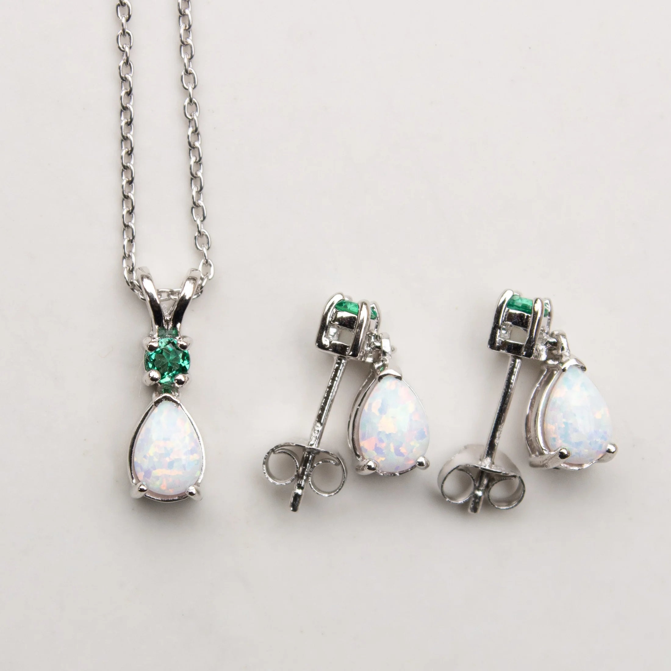 Jewelry Set for Women, Natural Pear Shaped 7X5Mm Garnet and 3Mm Natural White Topaz Pendant Necklace and Matching Pear Shaped Garnet and White Topaz Stud Earrings
