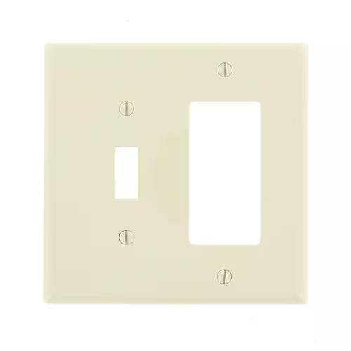 2-Gang Light Almond 1-Toggle / 1-Decora/Rocker Nylon Midway/Midsize Wall Plate (1-Pack) PJ126-T
